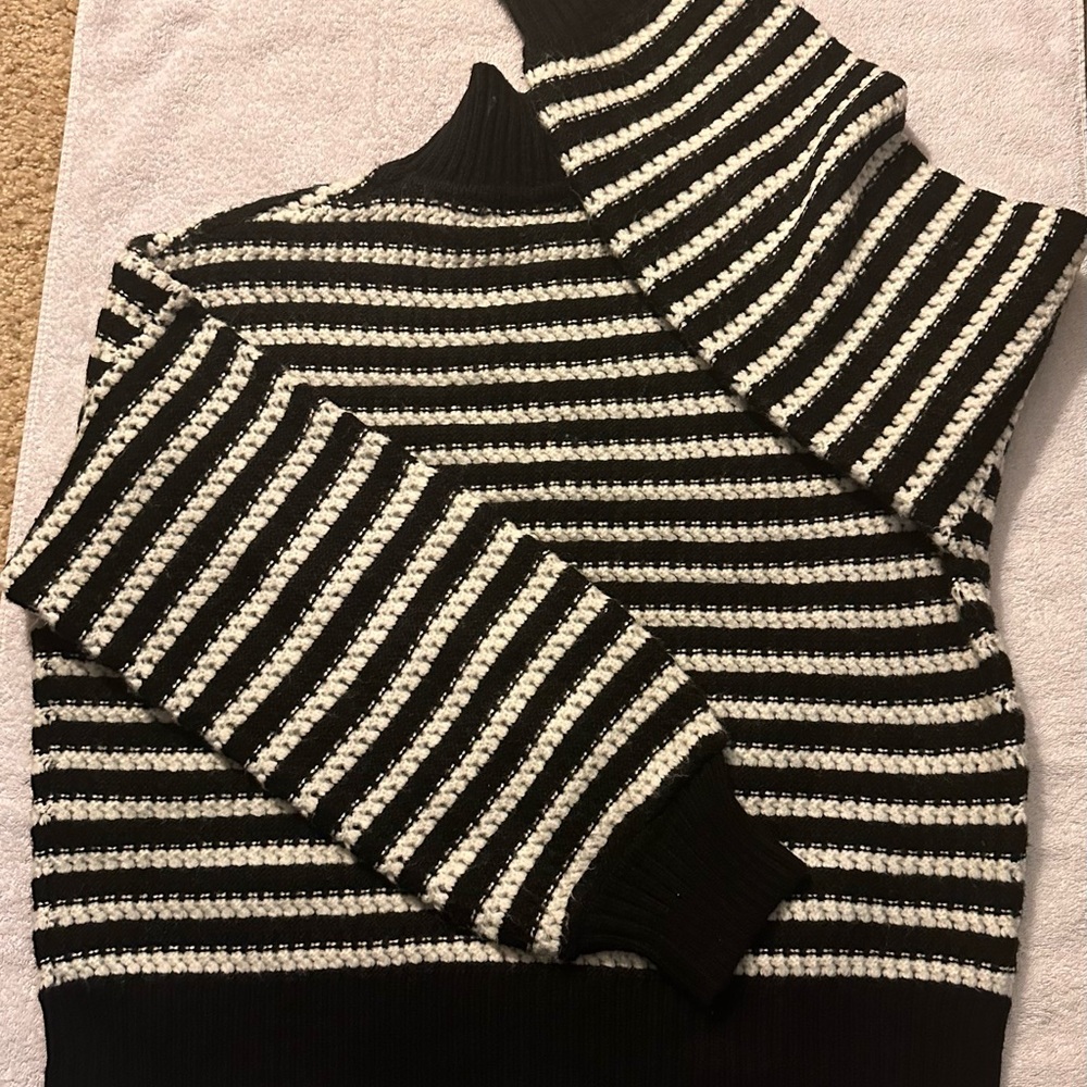 Sanctuary Black and White Striped Turtleneck Sweater Medium